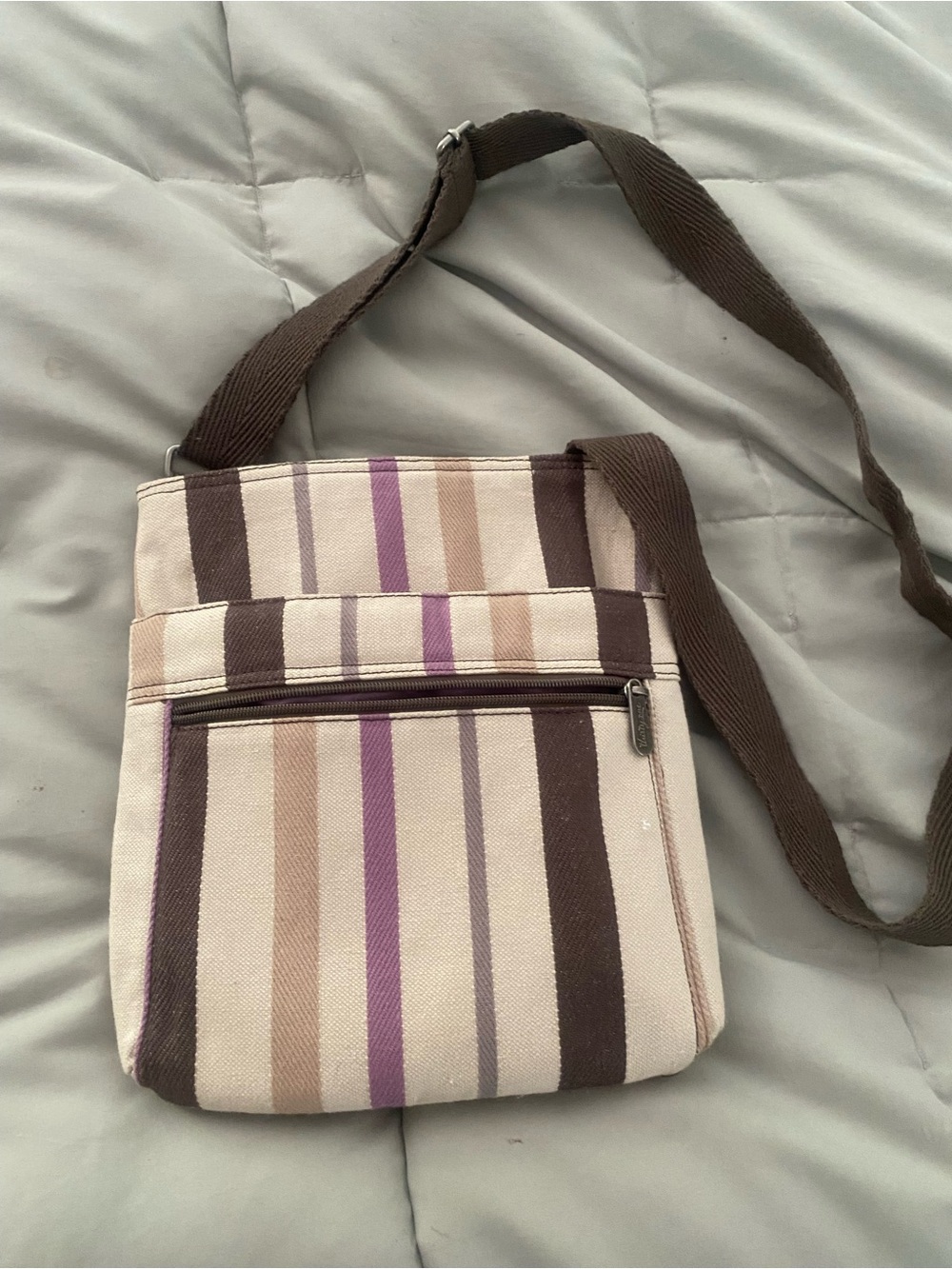 thirty-one Striped Crossbody Bag in Brown, Tan, Purple, Cream